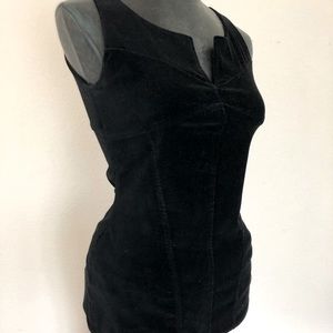 Vintage ‘80’s CHANEL Velvet Boned Sleeveless Tuxedo Top